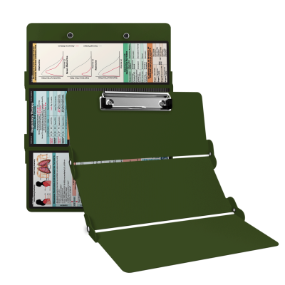 WhiteCoat Clipboard® Trifold - Army Green Respiratory Therapy Edition
